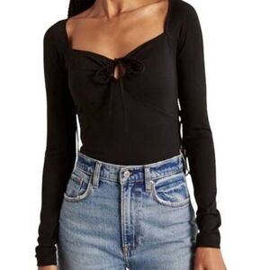 A&F Ribbed Black Long sleeve Bodysuit